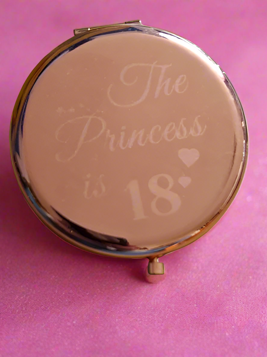 Rose Gold Engraved Compact Mirror