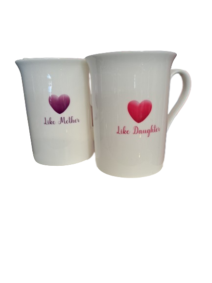 Mother and Daughter set of 2 Bone China Mugs
