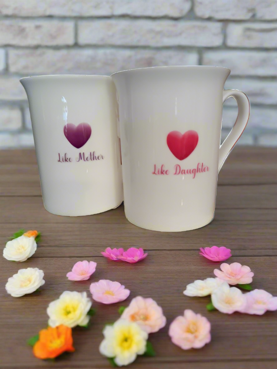 Mother and Daughter set of 2 Bone China Mugs