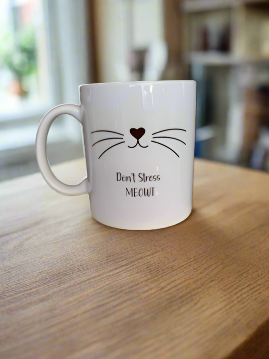 Cat Whiskers "Don't Stress Meowt" Mug