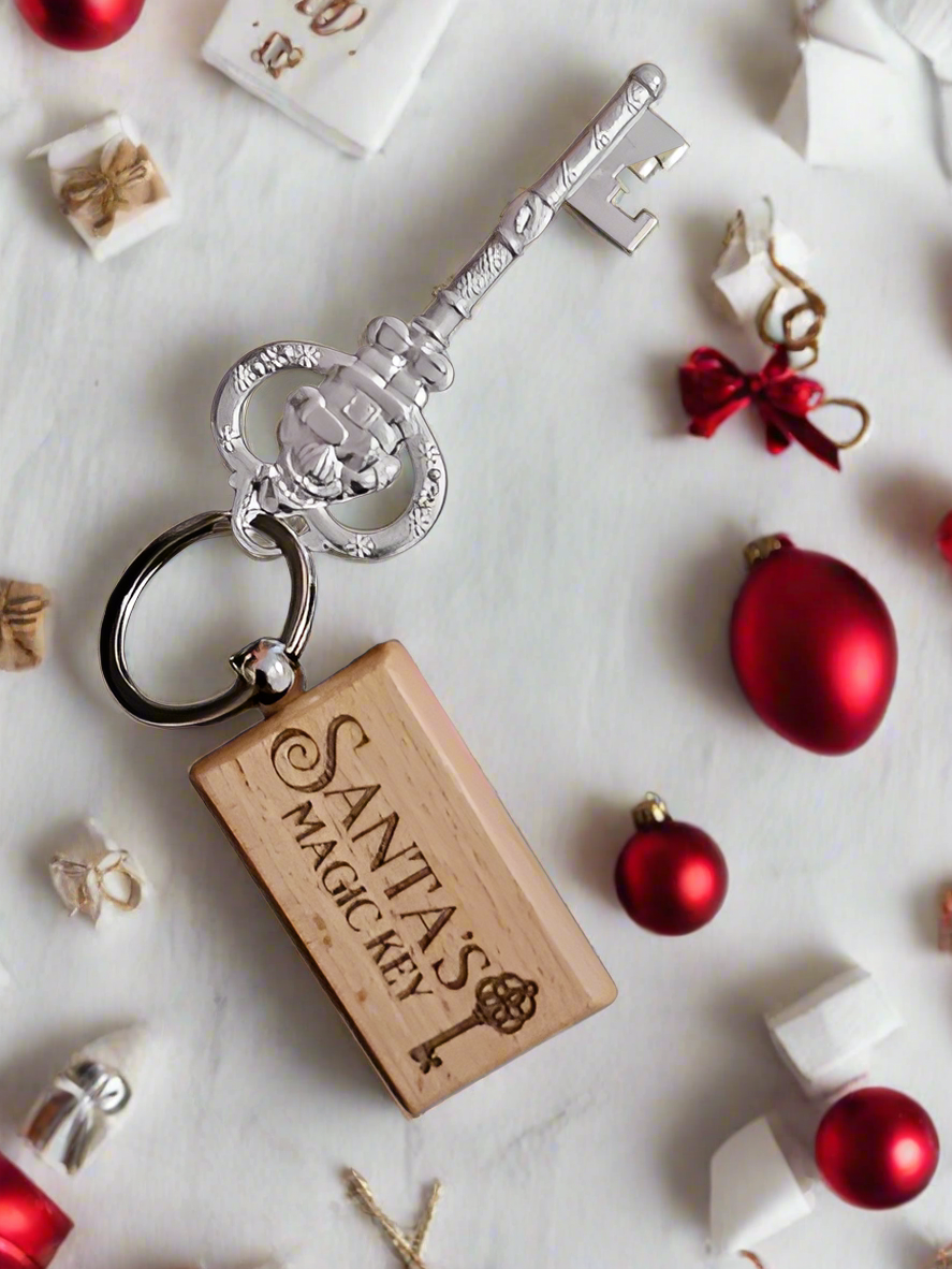 Santa's Magic Key With Personalised Wooden Keyring