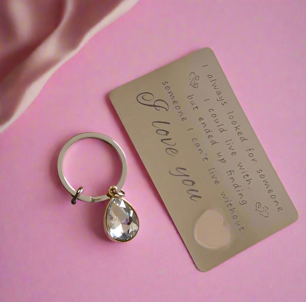 Engraved Metal Credit Card and Crystal Keyring