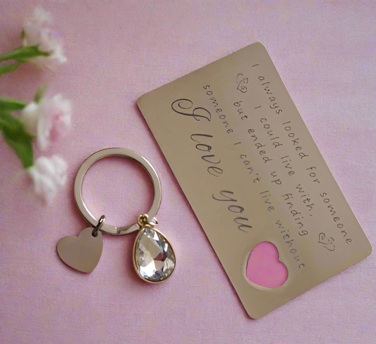 Engraved Metal Credit Card and Crystal Keyring