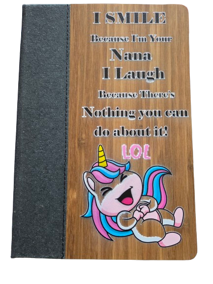 Bamboo & Leather A5 Printed Notebook for Grandchild