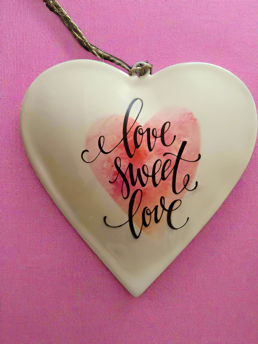 11cm Plastic Heart with hanging string - Love