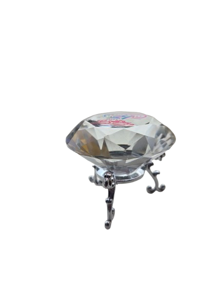 Small UV Printed Birthday Crystal Glass Paperweight on stand