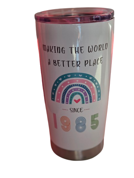1985 40th Birthday Tumbler with Rainbow Print