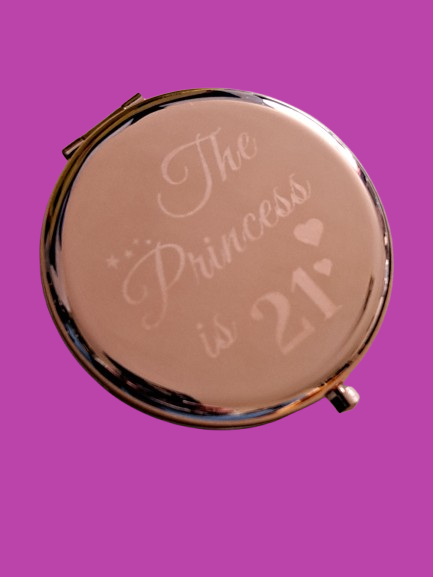 Rose Gold Engraved Compact Mirror
