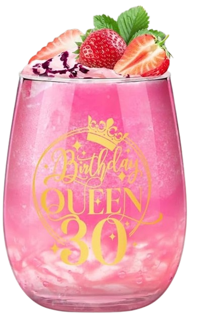 Stemless Birthday Queen Wine Glass - 18th, 30th, 50th