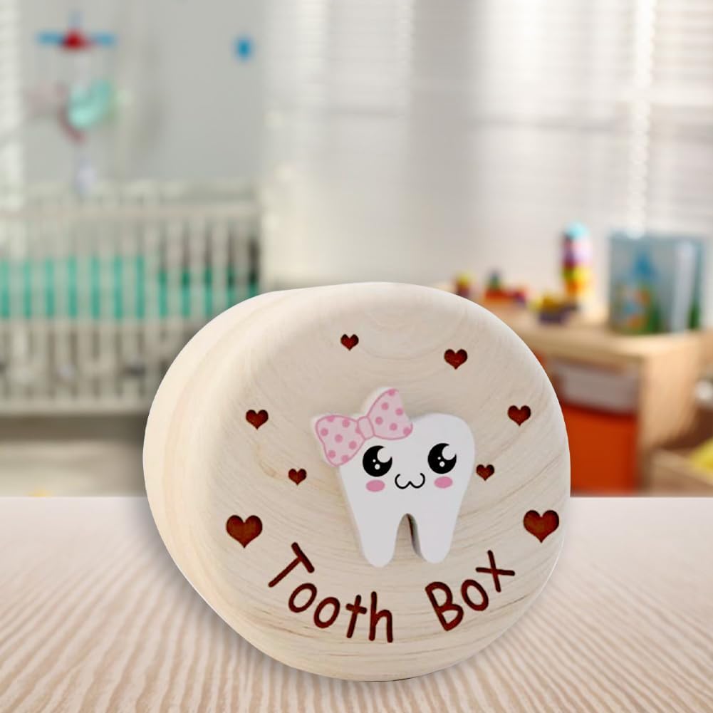 Baby Girl Wooden Tooth Storage Box,