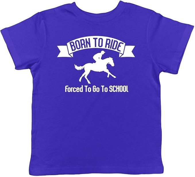 Born to Ride Forced to Go to School Kids T-Shirt - Size L (Age 9)