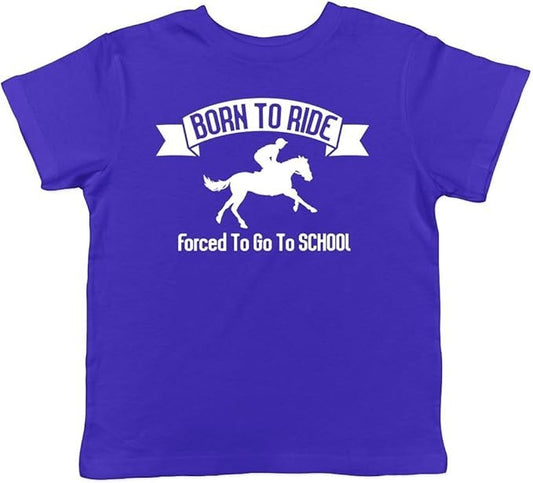 Born to Ride Forced to Go to School Kids T-Shirt - Size L  (Age 9)