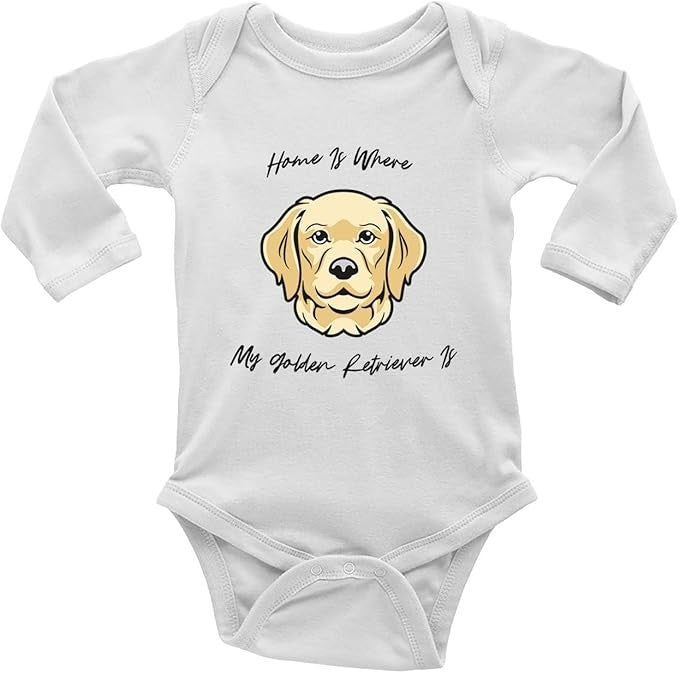 Dog Pet Lover Baby Grow Vest Home is where my Golden Retriever  - Size 9-12 mths