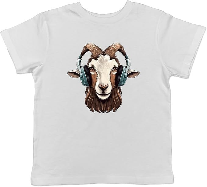 DJ Kids T-Shirt Goat Earphones Music Kids T-Shirt - Size L (9 yrs)