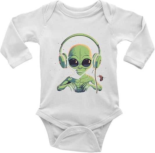 Alien Music Headphones Baby Grow Vest   - Size 3-6 mths