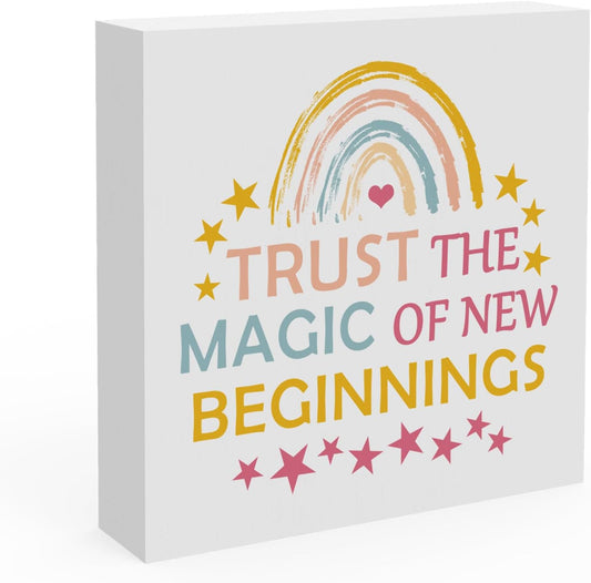 New Beginnings Wood Box Sign