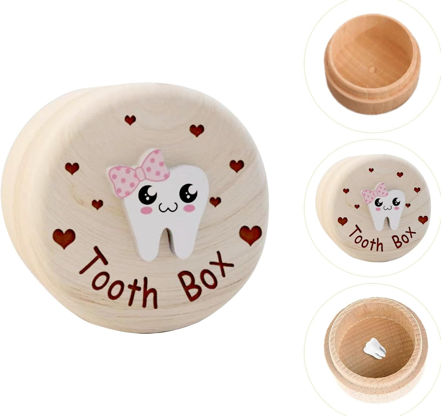 Baby Girl Wooden Tooth Storage Box,