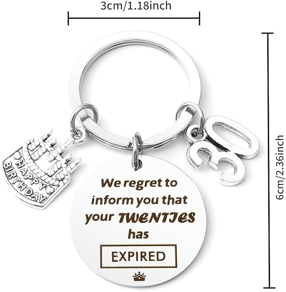 Stainless Steel 30th Birthday Keyring