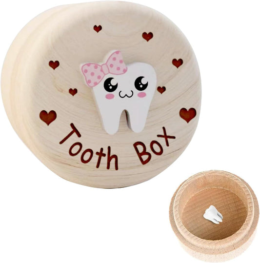 Baby Girl Wooden Tooth Storage Box,