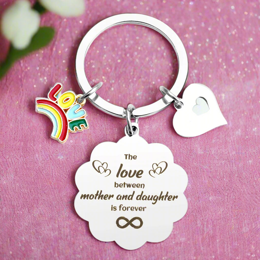 Stainless Steel & Enamel Mum Keyring
