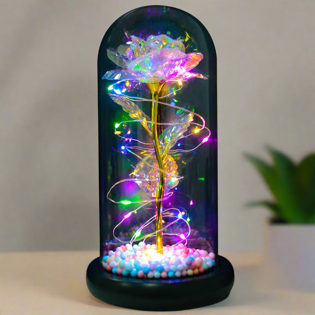 Rose Flower Gift in Glass Dome