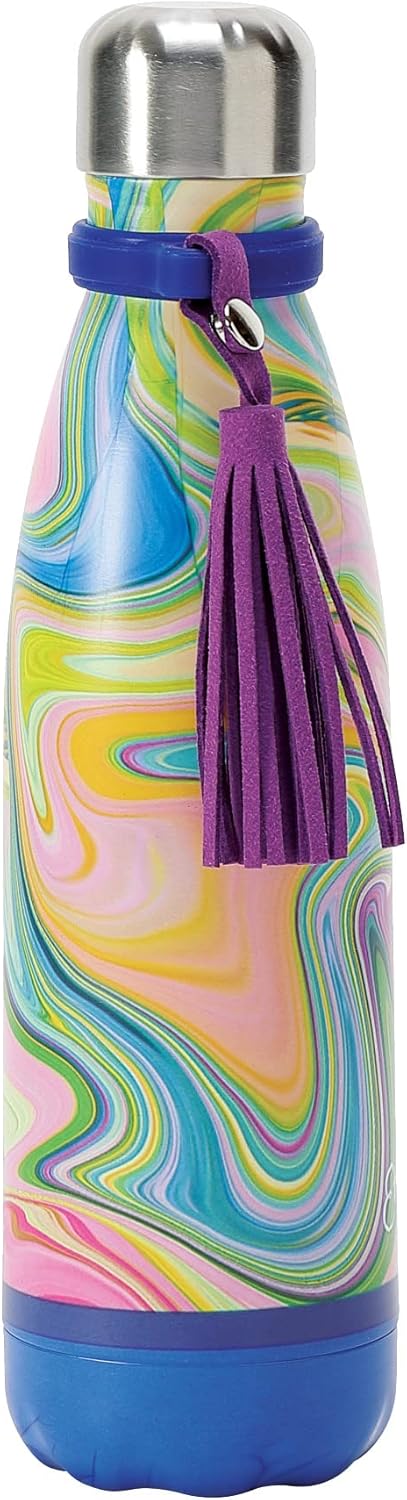 Enesco Izzy and Oliver EttaVee in The Groove Marbled Tasseled Travel Water Bottle