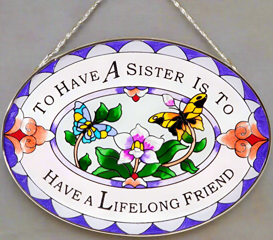 Painted Art Glass Sun Catcher Gift for Sister