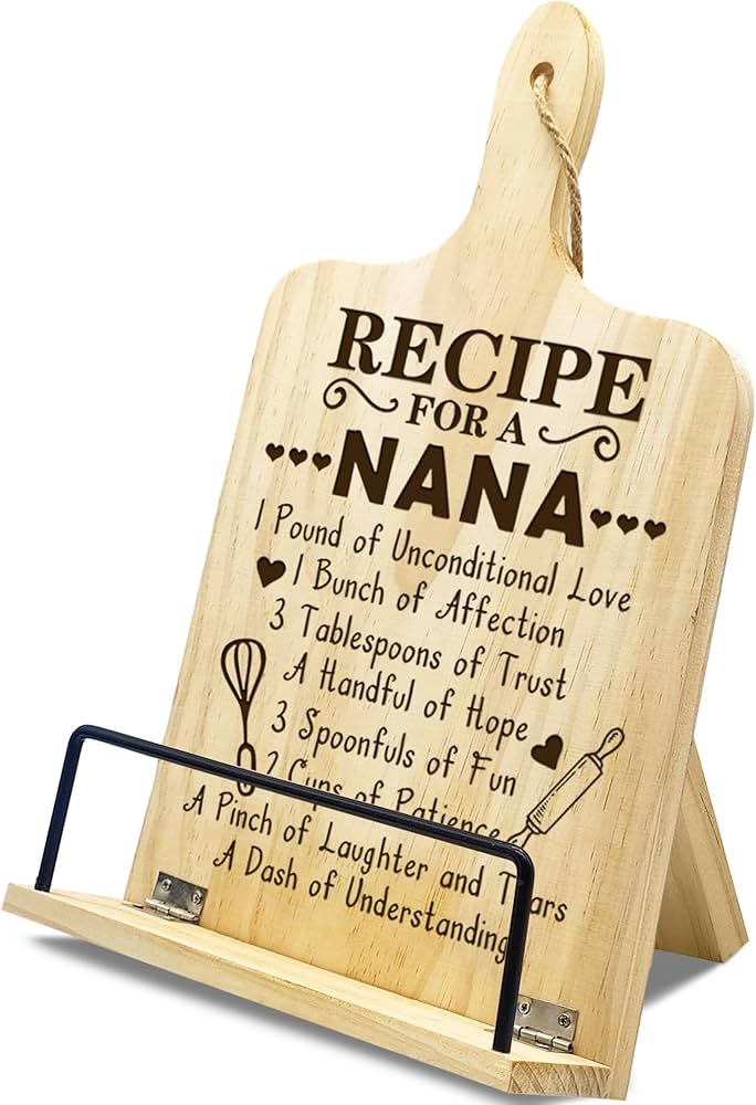 Bamboo Grandma/Nana  Cookbook Holder, Rustic Recipe Book Stand