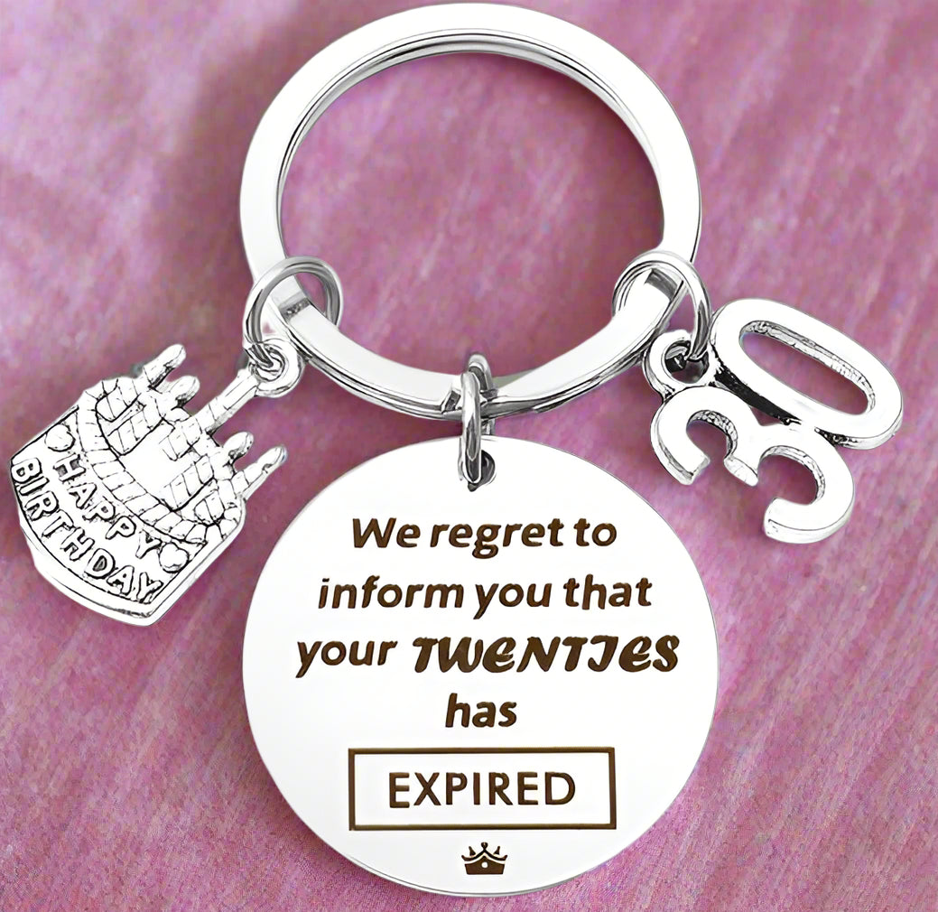 Stainless Steel 30th Birthday Keyring