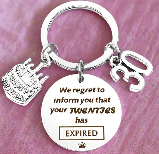 Stainless Steel 30th Birthday Keyring