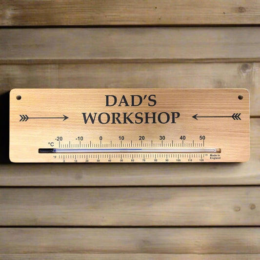 Large Wooden Greenhouse Thermometer & Sign for Shed.  Dad Gift