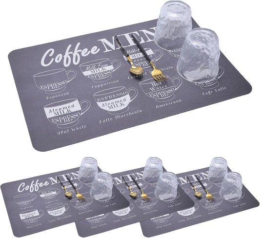 Black Table Place Mats Set of 4 - Coffee Menu
