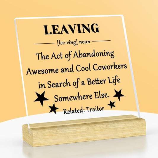 Leaving Gift - Acrylic Plaque with Stand Going Away, Leaving, Retirement  Gift