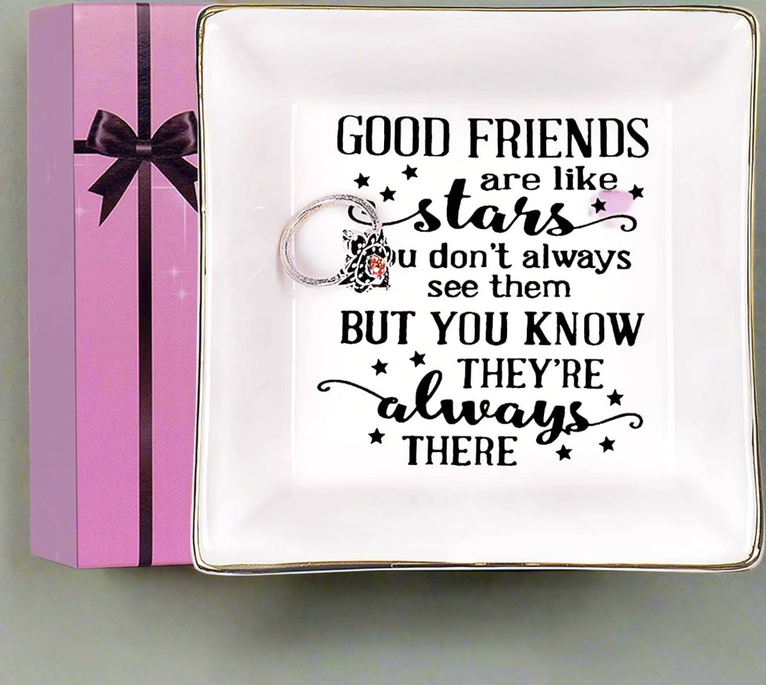 Ceramic Ring Dish Decorative Trinket Plate for Good Friends