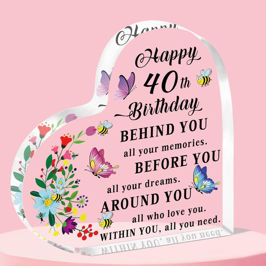 Heart Shaped Acrylic 40th Birthday Keepsake