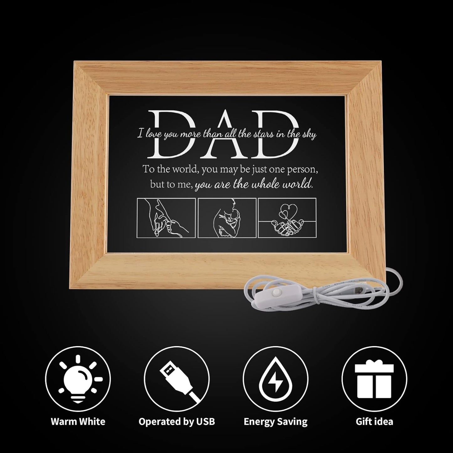 Dad Night Light Frame Gift