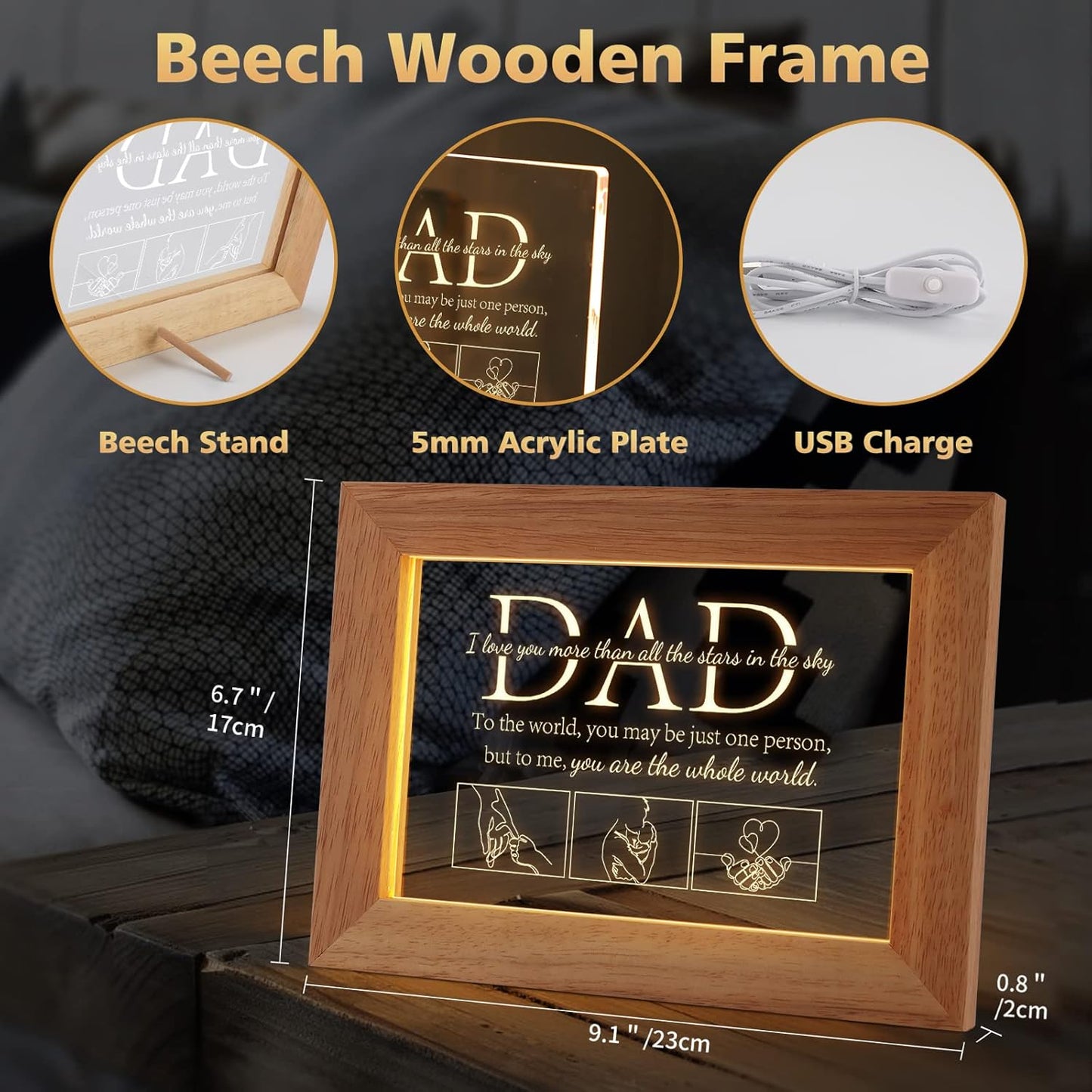 Dad Night Light Frame Gift