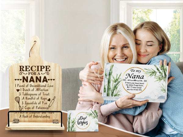 Bamboo Grandma/Nana  Cookbook Holder, Rustic Recipe Book Stand