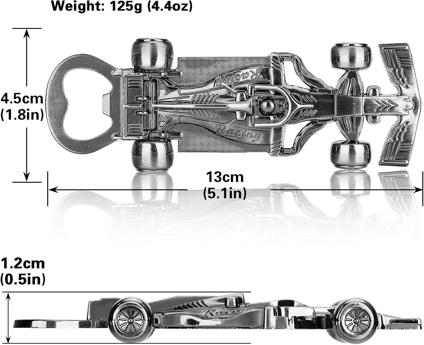 Racing Car Silver Metal Bottle Opener