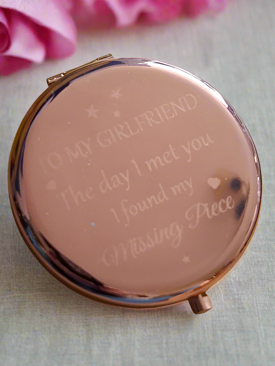 Rose Gold Engraved Compact Mirror