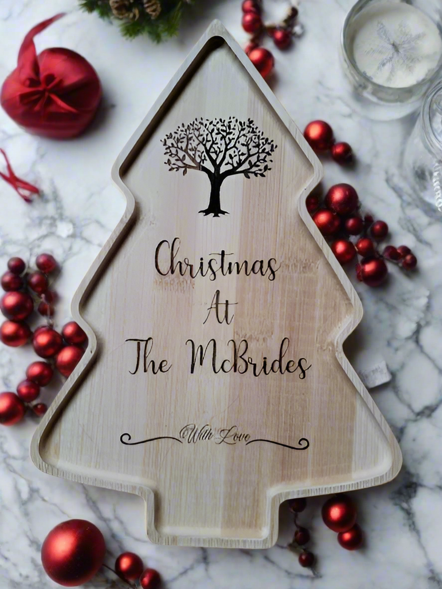 Bamboo Christmas Tree Family Serving Plate 28cm