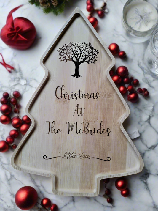 Bamboo Christmas Tree Family Serving Plate 28cm