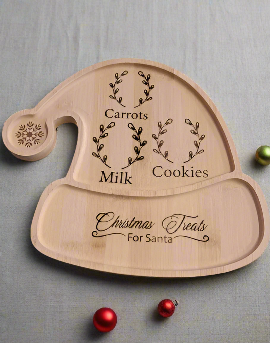 Bamboo Santa Hat Serving Plate 25cm - Cookies for Santa