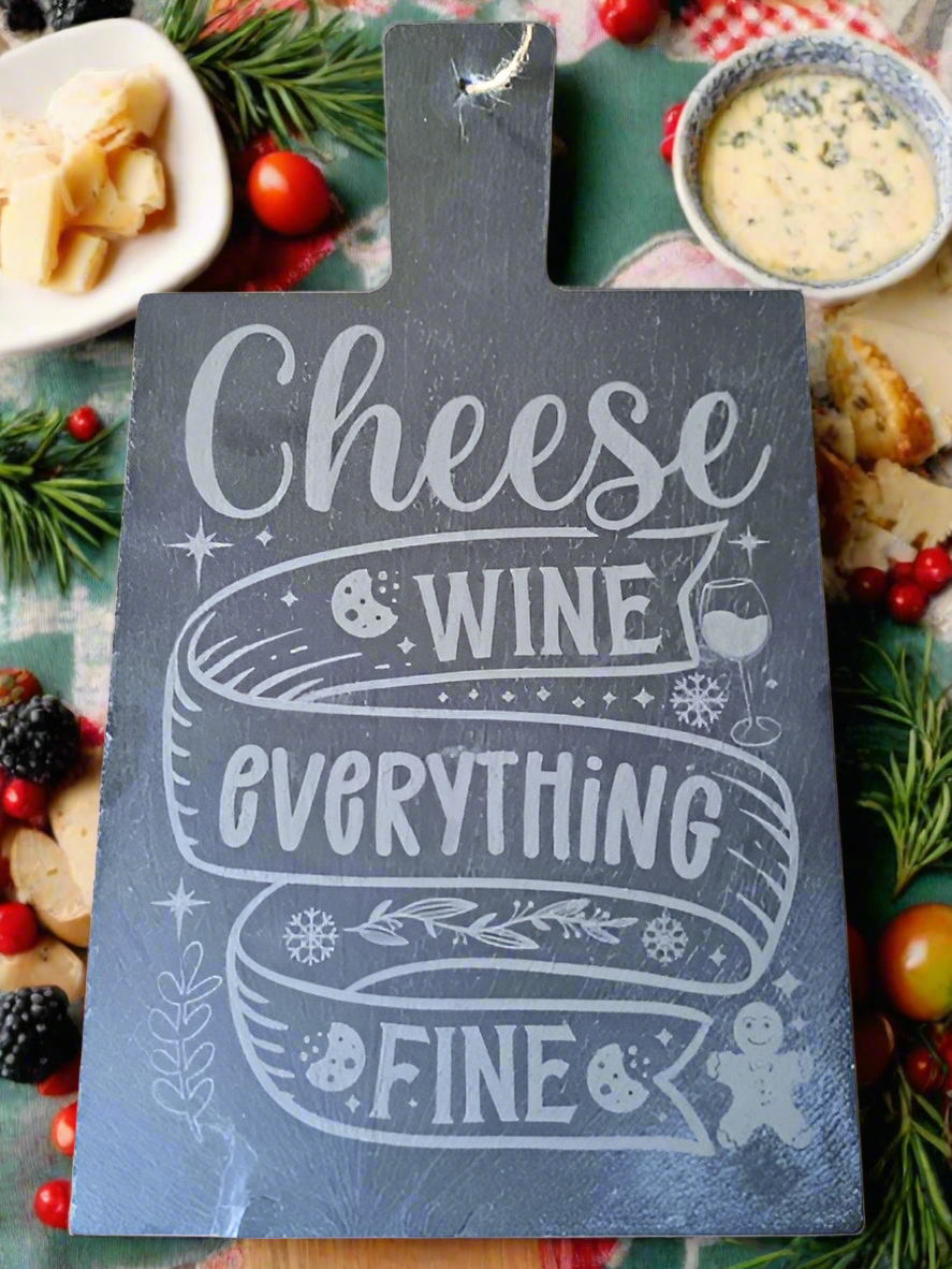 Laser Engraved Slate Cheese Board - Christmas
