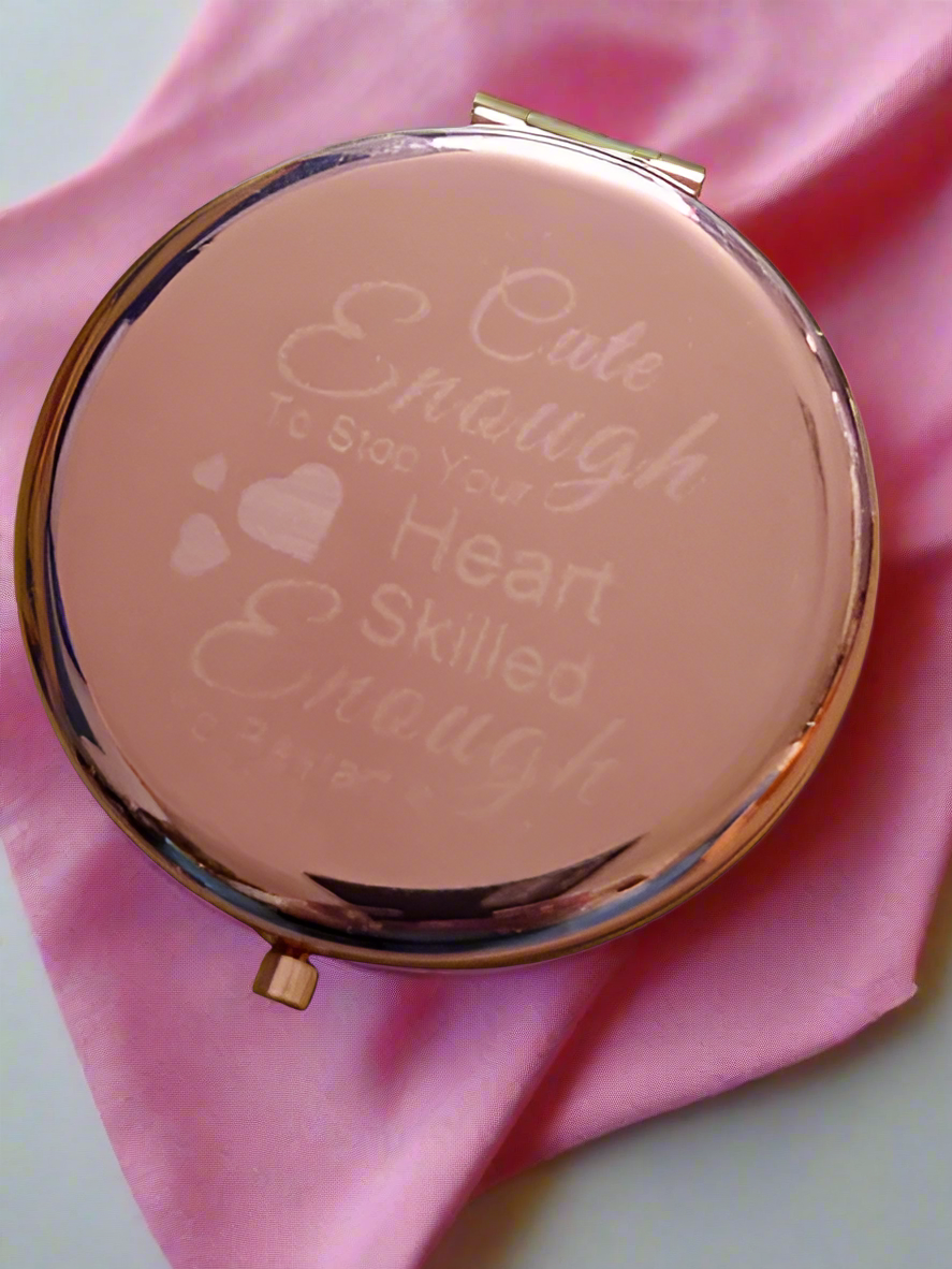 Rose Gold Engraved Compact Mirror