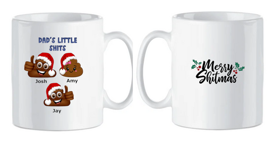 Dad's Little Shits Funny Personalised Christmas Mug