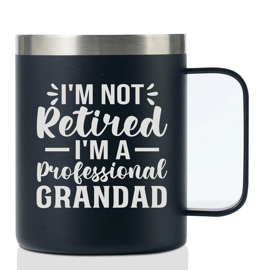 Grandad Gifts Coffee Mug, Stainless Steel Mug with Lid, 12oz/350ml - I'm not Retired