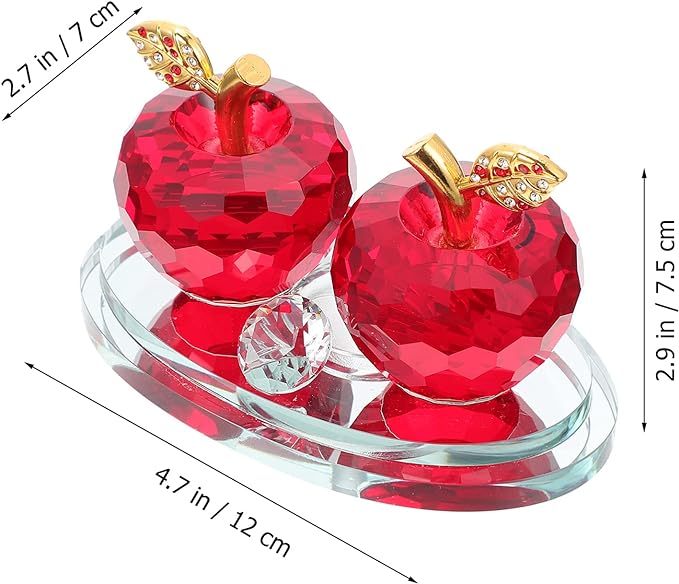 Crystal Apple Ornament Faceted Art Glass Apple