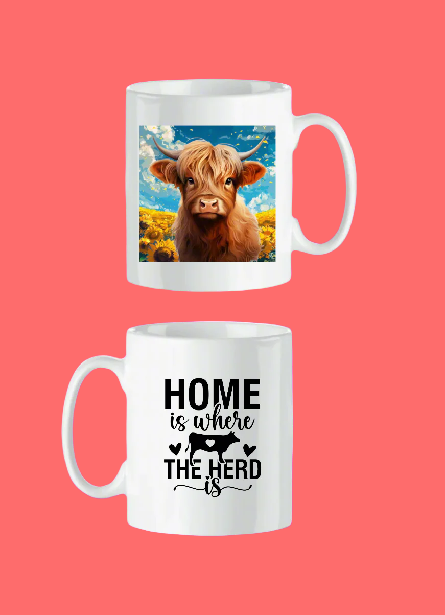 Highland Cow Mug - Home is Where the Herd Is