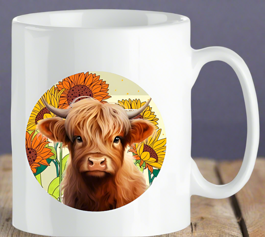 Highland Cow Floral Mug